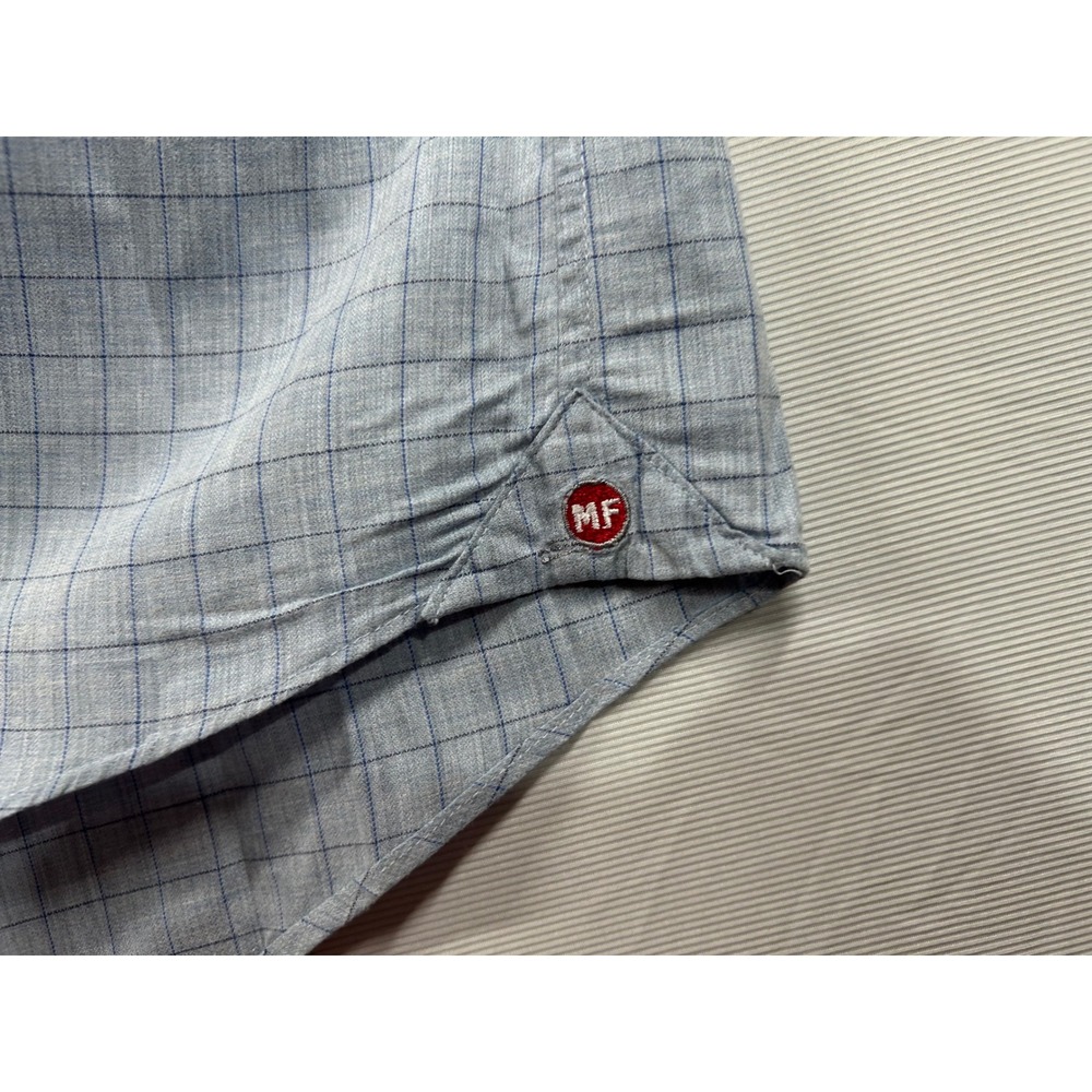 Madeline Finn Mens Classic Fit Blue Windowpane Check Long Sleeve Button Down L - Picture 4 of 6